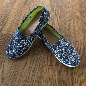 Toms Blue Print Canvas Classic Shoes